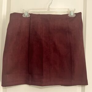 Suede Like Skirt Maroon Size Large